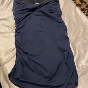 Blue, strapless plus size swimsuit.  New with no tags
